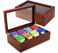 Apace Living Boîte à thé - Luxueux Coffret à thé en Bois de la Collection Premium Coffret pour sachets de thé à - Fait Main et avec Une Lucarne résistante aux Rayures (Walnut 8-Compartment)
