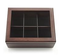 Apace Living Boîte à thé - Luxueux Coffret à thé en Bois de la Collection Premium Coffret pour sachets de thé à - Fait Main et avec Une Lucarne résistante aux Rayures (Walnut 6-Compartment)