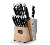 apanese Lot de 15 couteaux de cuisine professionnels pour chef VG10 en acier Damas 67 couches avec bloc à couteaux en bois de hêtre