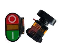 APBB 22mm APBB-22 & 25N AC ON/OFF START STOP 1NO 1NC 2 boutons 22N interrupteur à bouton-poussoir momentané à Double tête avec lampe jaune LED(AC380V)