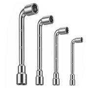 Apcodino 4 Pièces Clé à Pipe 6 Pans 7mm 8mm 10mm 13mm ouille Double Coudée en L Clef a Pipe Acier pour Réparation Automobile Bricolage Installation Meubles