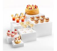 Aperitif Buffet Cube, Presentoir a Gateau en Acrylique, Presentoir Parfum,Supports de Buffet Mariage pour Traiteur(Blanc, 3 SUPPORT