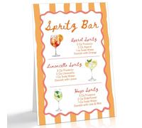 Aperol Hugo Limoncello Panneau de bar à spritz, 20,3 x 27,9 cm, panneau de table pour fête prénuptiale, fête prénatale, remise de diplôme, anniversaire, dîner de répétition, décorations de mariage