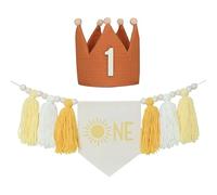 APGLSXY Bannières de chaises hautes pour 1er anniversaire - Décoration d'anniversaire pour bébé garçon et fille avec guirlande, couronnes, chapeau, accessoires de séance photo, bannières de chaises