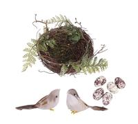 APGLSXY Nid d'oiseau décoratif pour jardin extérieur avec oiseaux artificiels et œufs pour la maison, fournitures de photographie de Pâques