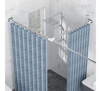 APHTOCF Barre Rideau Douche T Extensible sans Percage, Réglable Baignoire Tringle à Rideau De Douche Droite, Acier Inoxydable PôLes De Rideau pour Salle De Bain(Size:B 140-220+70-110cm)