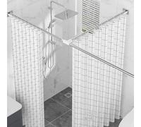APHTOCF Tringle à Rideau De Douche en Forme De T, Droite Barre De Douche d'angle Extensible Acier Inoxydable sans Percage, pour Salle De Bain, Douche, Baignoire, Vestiaire(Size:D 140-220+110-170cm.)