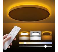 Aphyni Plafonnier LED Dimmable 24W, Lampe de Plafond Ultra Fine 2,5 cm, 3000K-6500K, Télécommande et Contrôle via App, Lumière Nocturne 5W, Pour Chambre Cuisine Bureau, Ø30cm Blanc