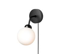 Apiales Applique Murale Noir Satiné Avec Câble