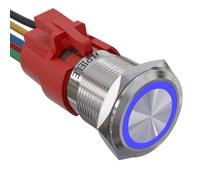 APIELE Interrupteur à bouton-poussoir de verrouillage 19 mm 12 V DC 5 A en acier inoxydable avec éclairage LED étanche avec fiche pré-câblée pour voiture, camping-car, camion, bateau (bleu)