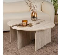 Apix table basse ronde duo effet travertin 90cm