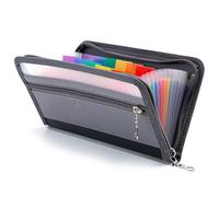 APKOL Porte-documents A6 en Forme d’Accordéon 21x13cm, Organisateur à 13 Compartiments avec Fermeture Éclair, Étiquettes Fournies, Portefeuille Classique pour Chèques Factures Tickets Reçus, Noir