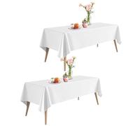 APKOL Set di 2 Tovaglie Bianche in Poliestere 260x150 cm - Copritavolo | Rettangolare Elegante e Riutilizzabile per Matrimonio, Natale, Festa, Ristorante, Ricevimento, Cena o Picnic
