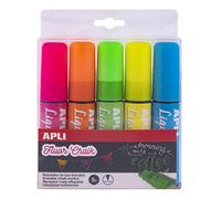 APLI Marqueur craie 013965 - Pointe plate 10x15 mm - Effaçable - Coloris assortis