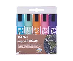 Apli 014735 5 Marqueur Craie Effaçable, Pointe Ronde, Tons Terre Assortis