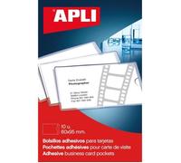 APLI 10 pochettes autocollantes pour cartes de visite 95 x 60 mm - transparent