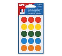 Apli 100088 - Pochette de 90 pastilles de couleurs assorties Ø 19 mm Jaune/Bleu/Orange/Vert/Rouge
