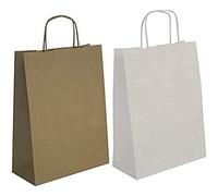 APLI Sac cadeau 101650 papier kraft 35 x 16 x 40 cm avec cordelette Lot de 50 Blanc