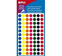 Apli 101857 - Pochette 308 pastilles adhésives enlevables Ø 8 mm - Étiquettes rondes couleurs assorties pour organisation, bureau et planning