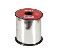 APLI 101934 - Bolduc argent brillant 7 mm x 250 m - Ruban cadeau décoratif - Présentation élégante pour emballages, paniers garnis, coffrets - 1 rouleau