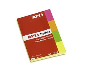 APLI 11286 - Marque-pages adhésifs - 50 x 20 mm - 4 couleurs - 40 feuilles par couleur