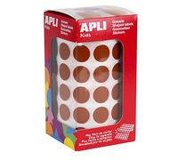 Apli 11486 - Gommettes Rondes en rouleau - Couleur : Marron - Dimension : 15 mm.