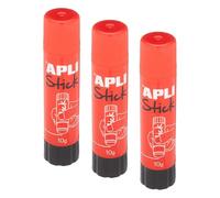APLI 12145 - Bâton de colle blanche 10 g, Stick adhésif sans solvant, non toxique, séchage rapide, idéal école et loisirs créatifs (Lot de 3)