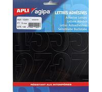 APLI Chiffres et symboles adhésifs 122051 - Lot de 138 75 x 42 mm Noir