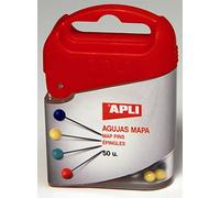 APLI 12348 - Boîte de 50 épingles d'affichage - Tête de couleurs assorties.