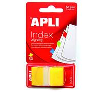 Apli 12484 - Index adhésifs film Zigzag 45 x 25 mm distributeurs de 50 index jaunes