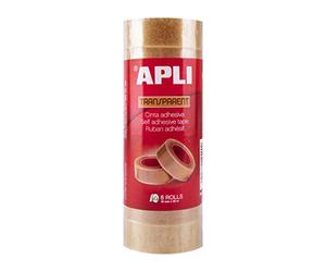 Apli 12490 - Tour de 8 rouleaux adhésifs transparents - 19 mm x 33 m -