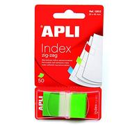 APLI 12612 - Index adhésifs film Zigzag 45 x 25 mm distributeurs de 50 index verts