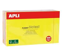APLI Cube de notes adhésives FUNNY Notes! Couleurs fluorescentes 125 x 75 mm