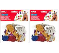 APLI 13486 - Sachet de 50 chiffres en mousse adhésive à paillettes (Lot de 2)