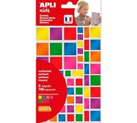 APLI 13530 - Pochette de 756 gommettes carrées métallisées multicolores - 7 couleurs