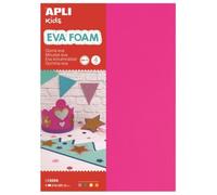 APLI 13556 - Pochette de 10 feuilles de mousse en caoutchouc EVA - Couleur: Jaune, rose, vert et orange fluo - Dimensions: 210x297x2mm