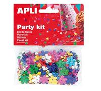 Apli 13818 - Sachet de confettis en forme de fleur de différentes couleurs métallisées : or, argent, rouge, fuchsia, vert et bleu - 13 mm