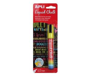 Apli 13956 - Marqueur Craie Liquide Effaçable Pointe Ronde Écriture Jaune Diàmètre 5.5mm