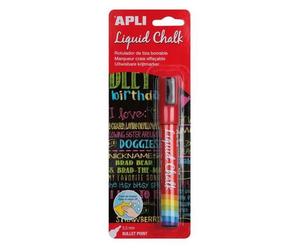 Apli 13957 - Marqueur Craie Liquide Effaçable Pointe Ronde Écriture Rouge Diàmètre 5.5mm