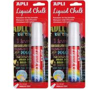 Apli 13960 Marqueur craie liquide effaçable blanc - pointe biseautée 10 x 15 mm (Lot de 2)