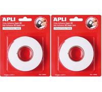 Apli 13986 Ruban adhésif double face en mousse Blanc 19 mm x 2,28 m (Lot de 2)