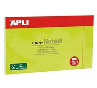 APLI Notes adhésives Funny 15004 125×75 mm bloc 100 feuilles vert fluo adhésif à base d'eau 100% écologique