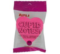 APLI 16277 - Notes adhésives cœur 70 x 70 mm, 200 feuilles, 4 couleurs fluo | Bloc de 200 notes repositionnables en forme de cœur