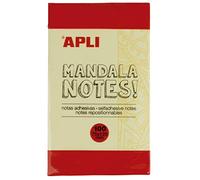 APLI 16279 - Notes adhésives mandala à colorier, bloc de 100 feuilles, 125x75 mm, Jaune.