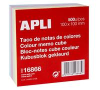Apli 16866 Lot de 500 notes collées Papier Couleurs Pastel 100 x 100 mm