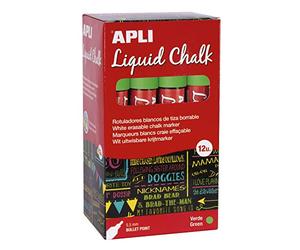 APLI 16903 - Marqueurs à craie effaçable, 5,5 mm, liquide craie pointe ronde, vert