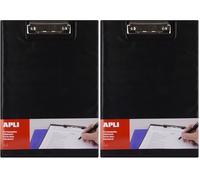 Apli 17204 - Porte-blocs avec rabat noir A4, Polypro (Lot de 2)
