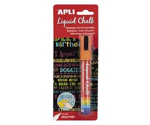 APLI 17622 - Feutres à craie effaçable, 5,5 mm, Liquid Chalk Pointe ronde, Orange