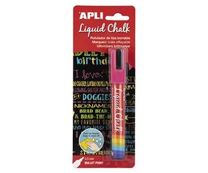 APLI 17623 - Marqueurs à craie effaçable, 5,5 mm, liquide craie pointe ronde, rose (fuchsia)
