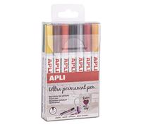 Apli 17695 - Marqueurs permanents pointe fine couleurs métallisées assorties 14 unités